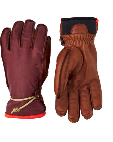 HESTRA Wakayama 5-finger – Bordeaux / Brown
