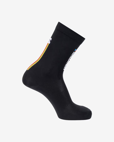 SALOMON PULSE RACE FLAG CREW SOCKS – Black