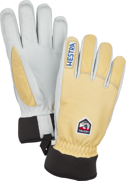 Army Leather Wool Terry - 5 finger - Naturbrun / Naturgrå