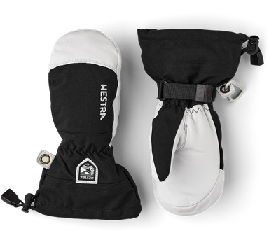 Hestra Army Leather Heli Ski Jr Mitt – Black/White