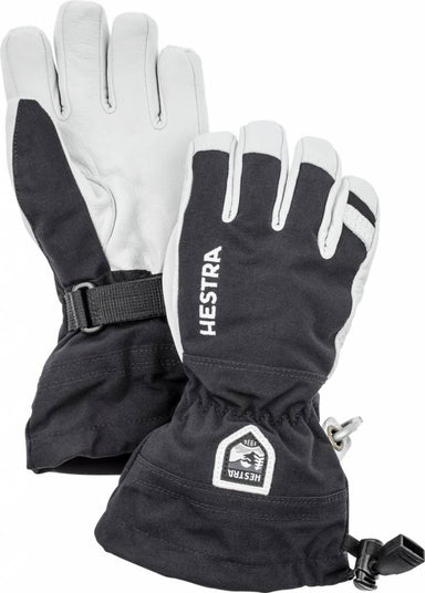 Hestra Army Leather Heli Ski Jr 5-finger – Black/White