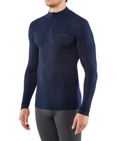 FALKE Langærmet WOOL-TECH Zip Mænd – Dark Night